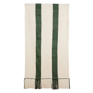 Piecera telar XL crudo y verde 228x111 cm.
