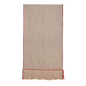 Piecera telar XL gris y rojo 224x111 cm.