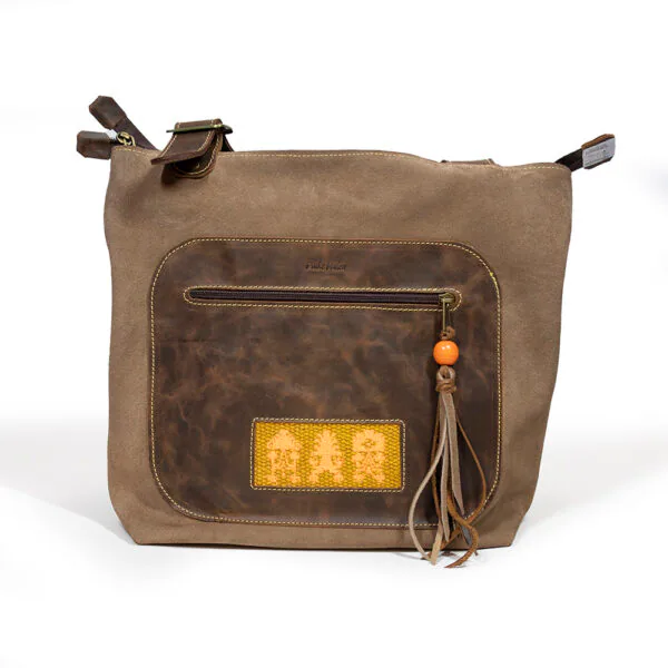 Cartera cuero telar