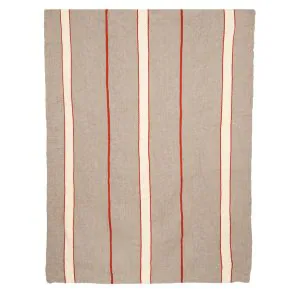 Alfombra telar gris blanco y rojo 250x163 cm.