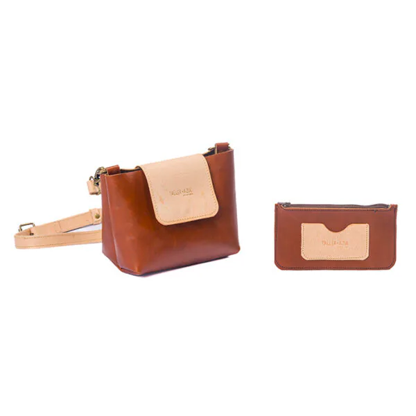 cartera bandolera cafe cuero natural