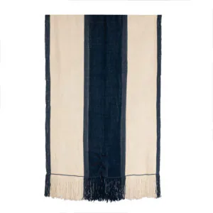 Piecera telar XL crudo y azul 226x121 cm.