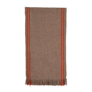 Bajada de cama gris y naranjo 151x71 cm.