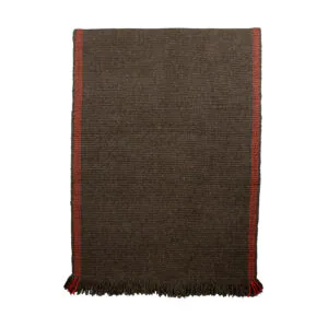 Alfombra pasillera café y naranjo 280x77 cm.