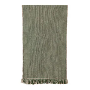 Bajada de cama verde y gris 141x76 cm.