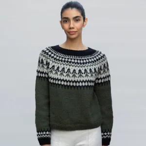 Sweater jacquard mujer verde