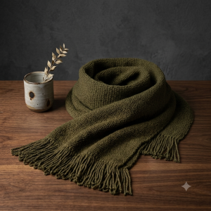 Echarpe telar verde oscuro 200 x 60 cm.